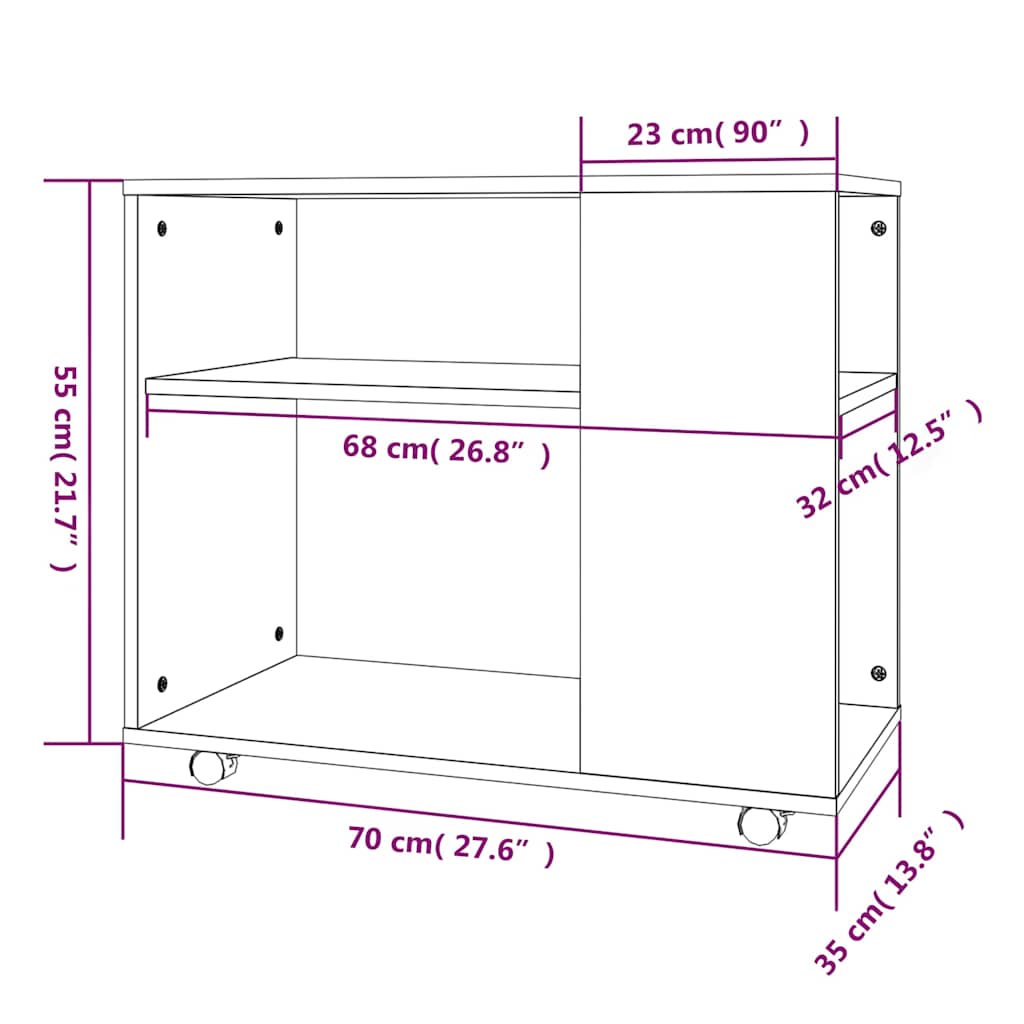 815105 vidaXL Side Table Smoked Oak 70x35x55 cm Engineered Wood