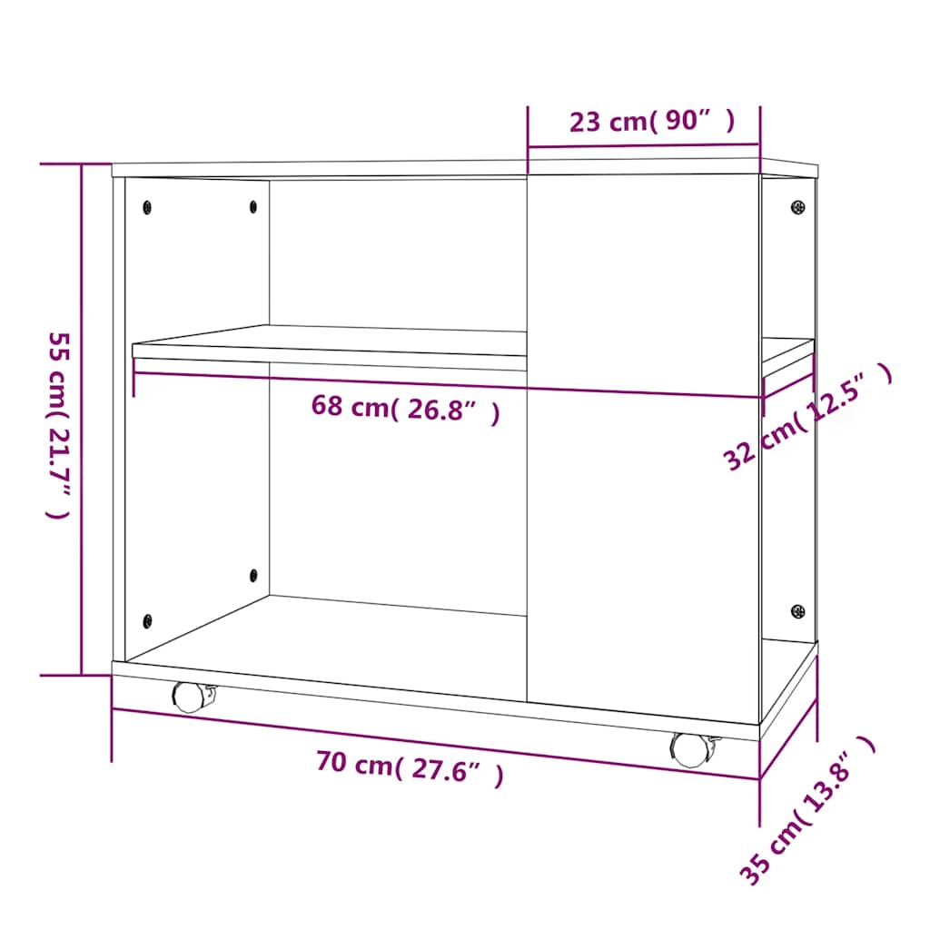 Side Table Grey Sonoma 70x35x60.5 cm Engineered Wood