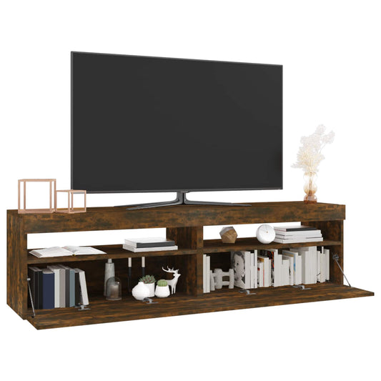 815124 vidaXL TV Cabinet with LED Lights 2 pcs Smoked Oak 75x35x40 cm 815124 vidaXL TV Cabinet with LED Lights 2 pcs Smoked Oak 75x35x40 cm