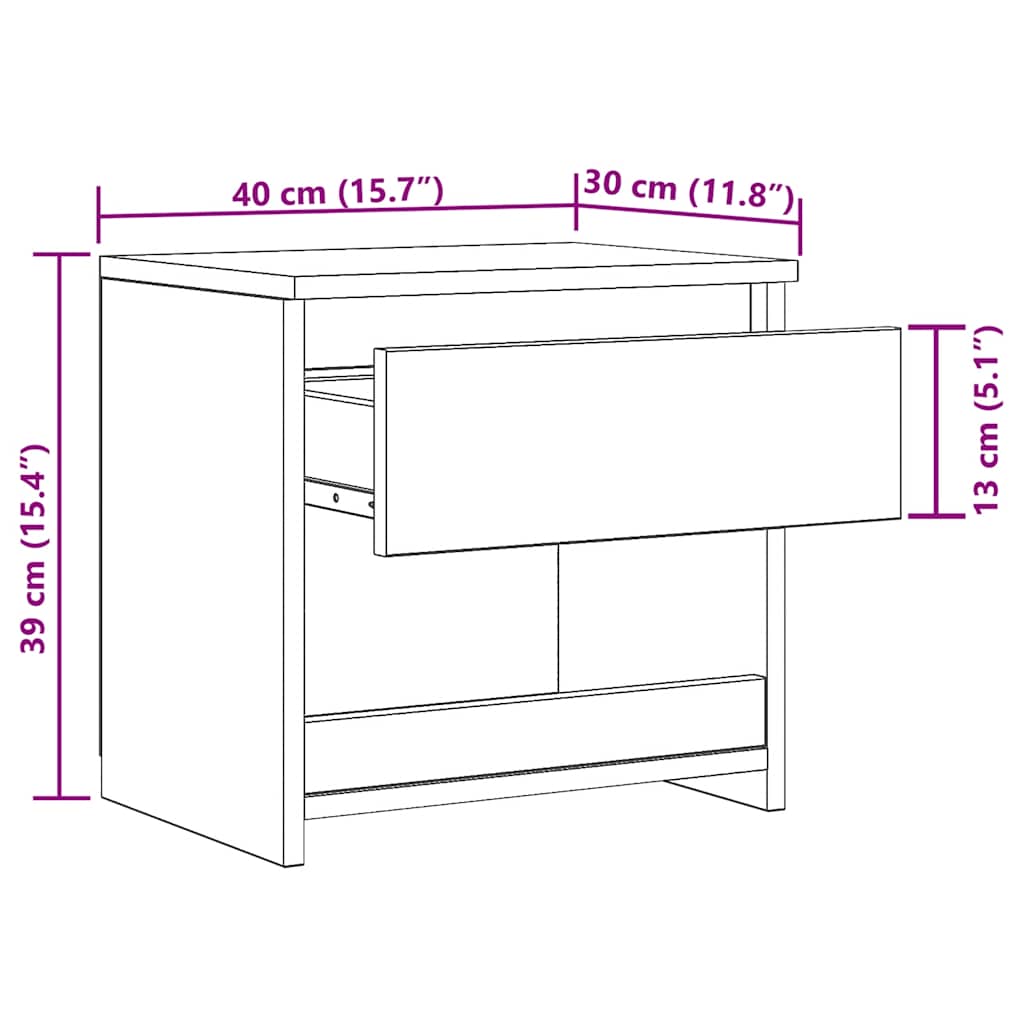 Bedside Cabinet Grey Sonoma 40x30x39 cm Engineered Wood