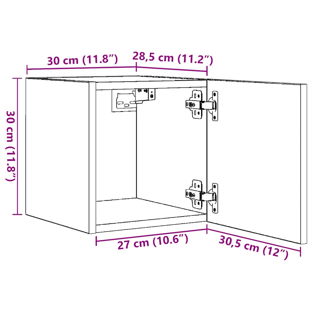 815138 vidaXL Wall Mounted TV Cabinet Grey Sonoma 30,5x30x30 cm
