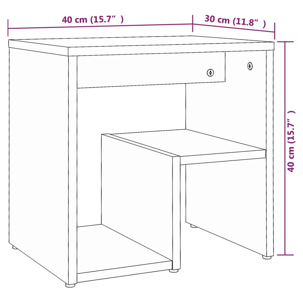 815182 vidaXL Bed Cabinets 2 pcs Brown Oak 40x30x40 cm Engineered Wood