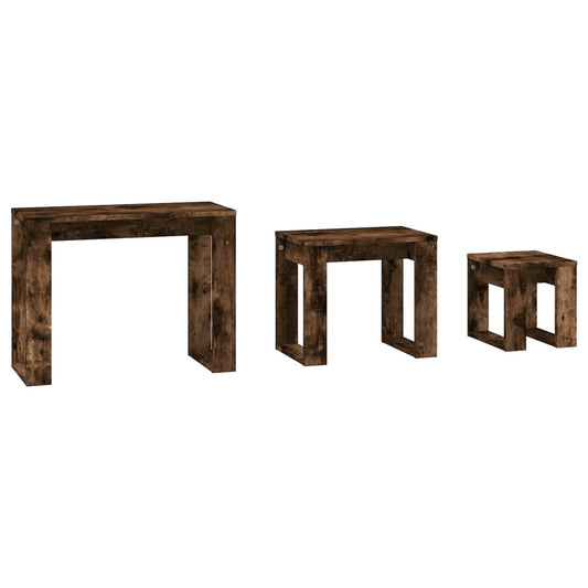 Nesting Tables 3 pcs Smoked Oak Engineered Wood Nesting Tables 3 pcs Smoked Oak Engineered Wood