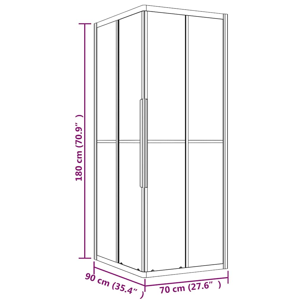 Shower Cabin Frosted ESG 90x70x180 cm