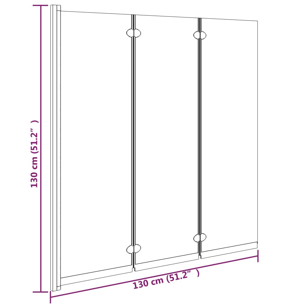 151864 vidaXL Foldable Shower Enclosure 3 Panels 130x130 cm ESG Black