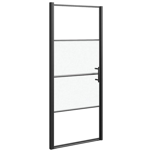 151865 vidaXL Shower Door 81x195 cm Half Frosted Tempered Glass Black 151865 vidaXL Shower Door 81x195 cm Half Frosted Tempered Glass Black