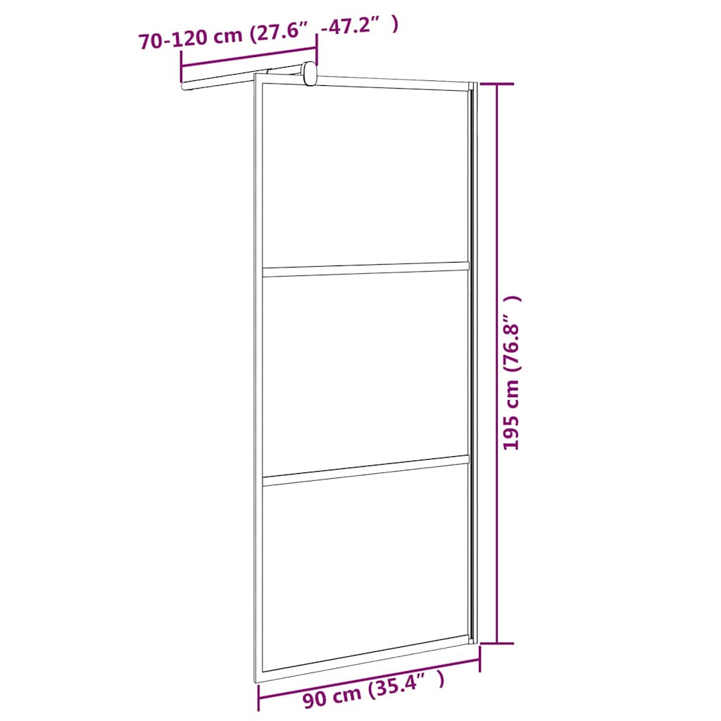 Shower walls Black 90 x 195 cm Glass and Aluminium