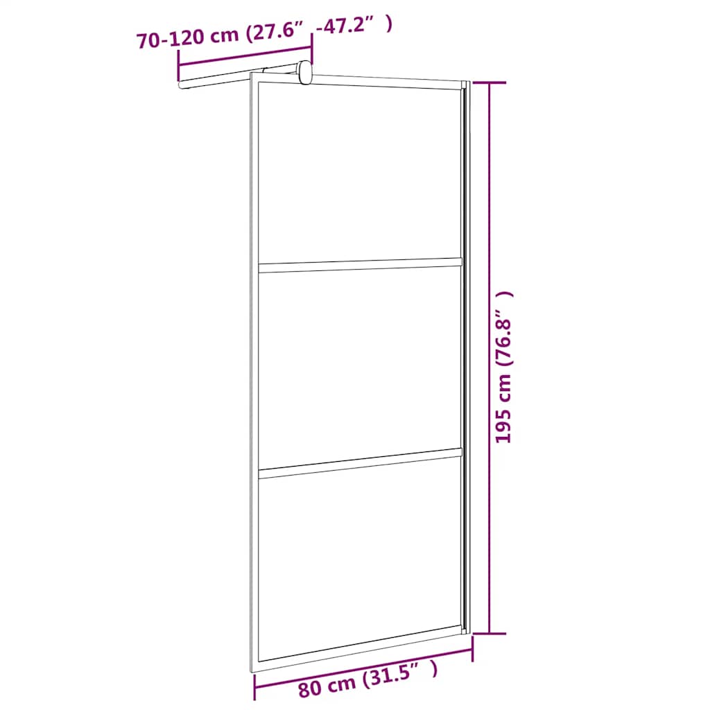 Shower walls Black 80 x 195 cm Glass and Aluminium