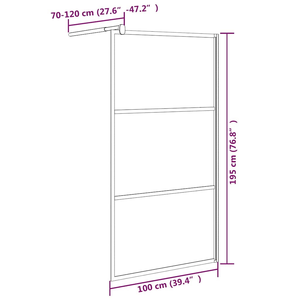 Shower walls Black 100 x 195 cm Glass and Aluminium