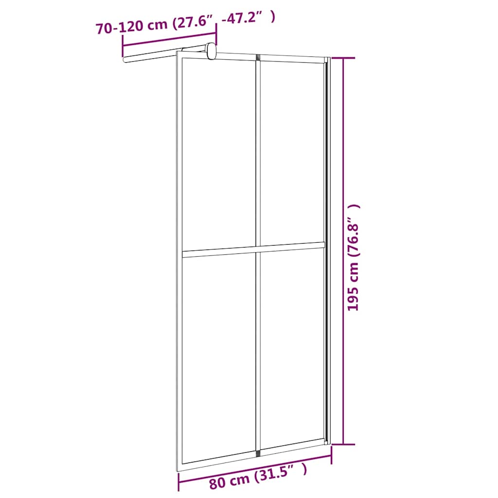 Walk-in Shower Screen 80x195 cm Dark Tempered Glass