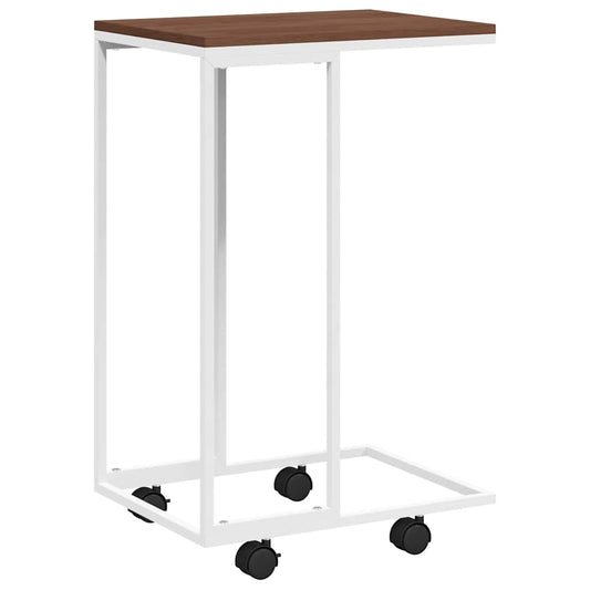 Side Table with Wheels White 40x30x63.5 cm Engineered Wood Side Table with Wheels White 40x30x63.5 cm Engineered Wood