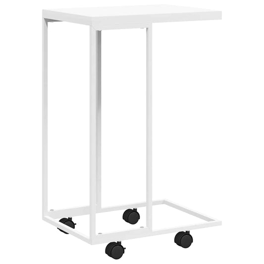 Side Table with Wheels White 40x30x63.5 cm Engineered Wood Side Table with Wheels White 40x30x63.5 cm Engineered Wood