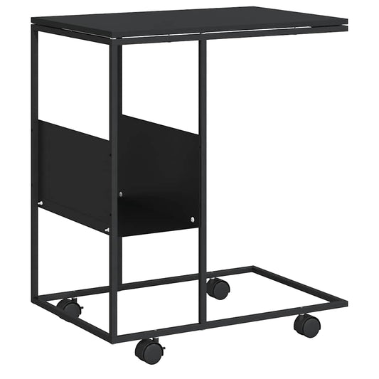 Side Table with Wheels Black 55x36x63.5 cm Engineered Wood Side Table with Wheels Black 55x36x63.5 cm Engineered Wood
