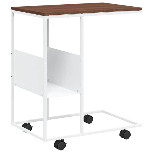 Side Table with Wheels White 55x36x63.5 cm Engineered Wood Side Table with Wheels White 55x36x63.5 cm Engineered Wood