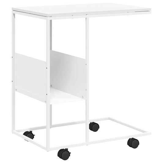 Side Table with Wheels White 55x36x63.5 cm Engineered Wood Side Table with Wheels White 55x36x63.5 cm Engineered Wood