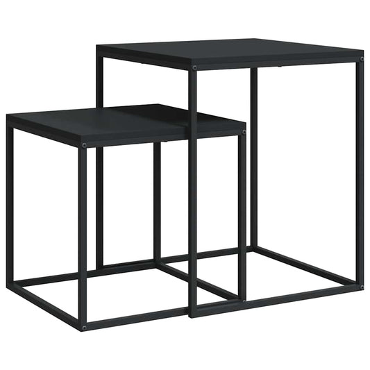 Coffee Table Set 2 pcs Engineered Wood and Metal Coffee Table Set 2 pcs Engineered Wood and Metal