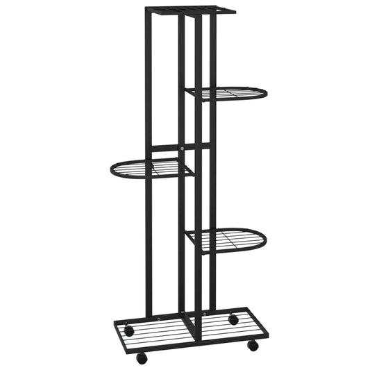5-Floor Flower Stand with Wheels 44x23x100 cm Black Iron 5-Floor Flower Stand with Wheels 44x23x100 cm Black Iron