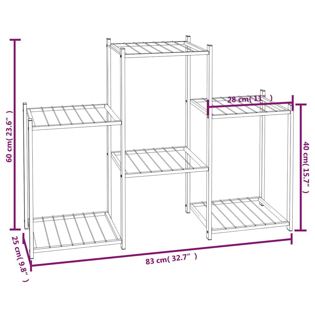 Flower Stand 83x25x60 cm Black Iron