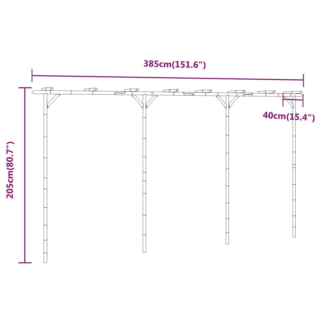 341747 vidaXL Pergola Bamboo 385x40x205 cm