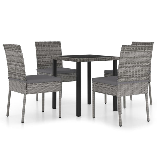 5 Piece Outdoor Dining Set with Cushions Poly Rattan Grey 5 Piece Outdoor Dining Set with Cushions Poly Rattan Grey