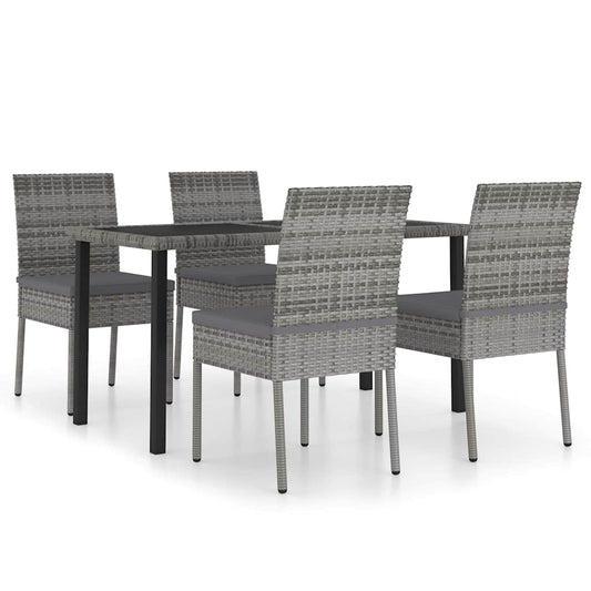 5 Piece Outdoor Dining Set with Cushions Poly Rattan Grey 5 Piece Outdoor Dining Set with Cushions Poly Rattan Grey
