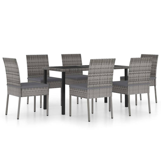 Outdoor Dining Set | Grey | Poly rattan, powder-coated steel, glass Outdoor Dining Set | Grey | Poly rattan, powder-coated steel, glass