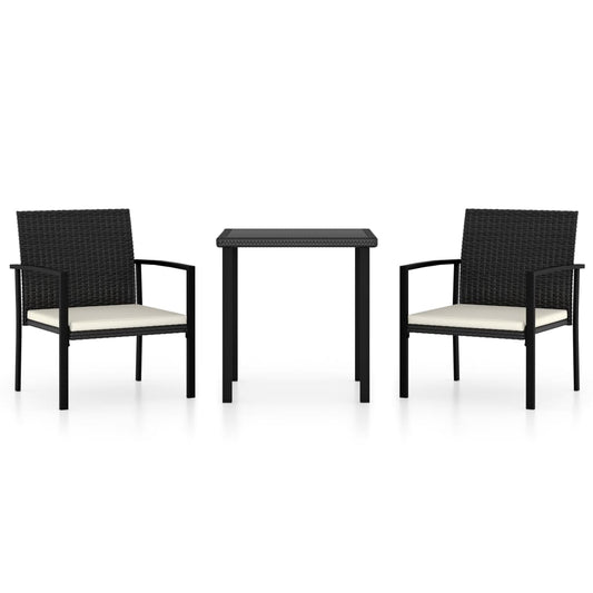 3 Piece Outdoor Dining Set Poly Rattan Black 3 Piece Outdoor Dining Set Poly Rattan Black