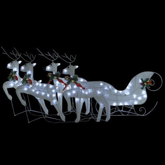 Reindeer & Sleigh Christmas Decoration 100 LEDs Outdoor White Reindeer & Sleigh Christmas Decoration 100 LEDs Outdoor White