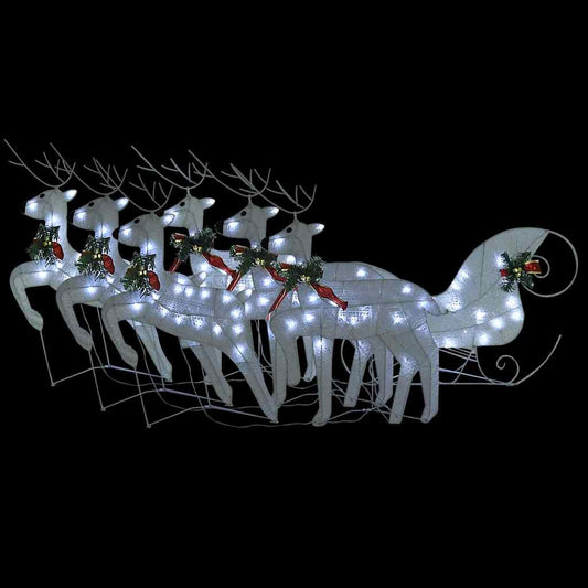 Reindeer & Sleigh Christmas Decoration 140 LEDs Outdoor White Reindeer & Sleigh Christmas Decoration 140 LEDs Outdoor White