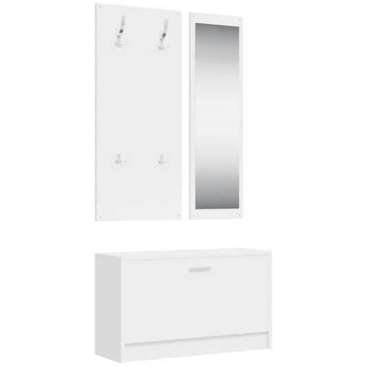 3-in-1 Shoe Cabinet Set White Engineered Wood 3-in-1 Shoe Cabinet Set White Engineered Wood