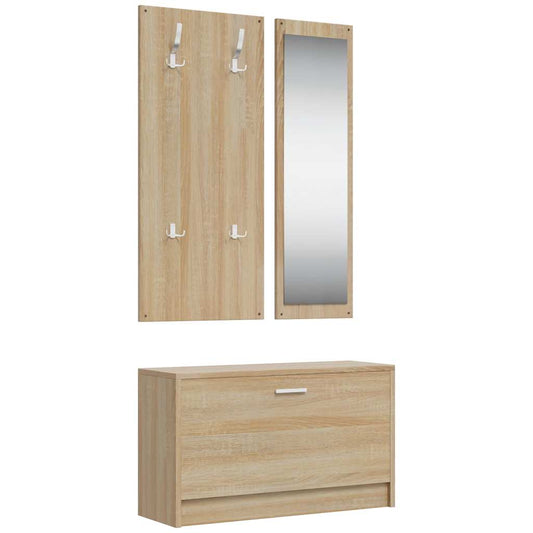 3-in-1 Shoe Cabinet Set Sonoma Oak Engineered Wood 3-in-1 Shoe Cabinet Set Sonoma Oak Engineered Wood
