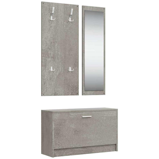 3-in-1 Shoe Cabinet Set Concrete Grey Engineered Wood 3-in-1 Shoe Cabinet Set Concrete Grey Engineered Wood