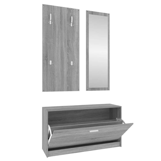 3-in-1 Shoe Cabinet Set Grey Sonoma Engineered Wood 3-in-1 Shoe Cabinet Set Grey Sonoma Engineered Wood