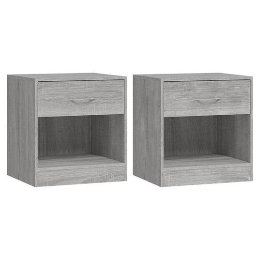 Bedside Cabinets 2 pcs with Drawer Grey Sonoma Bedside Cabinets 2 pcs with Drawer Grey Sonoma