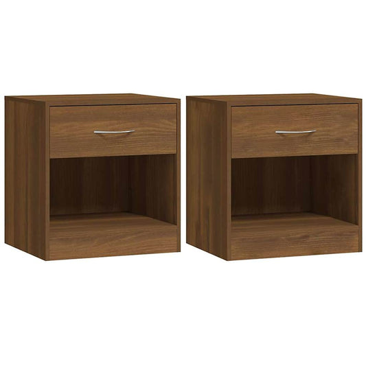 Bedside Cabinets 2 pcs with Drawer Brown Oak Bedside Cabinets 2 pcs with Drawer Brown Oak