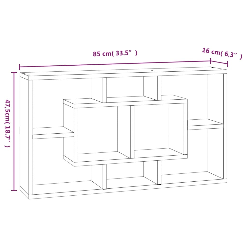 Wall Display Shelf 8 Compartments High Gloss White