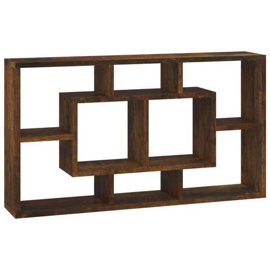 Wall Display Shelf 8 Compartments Smoked Oak Wall Display Shelf 8 Compartments Smoked Oak