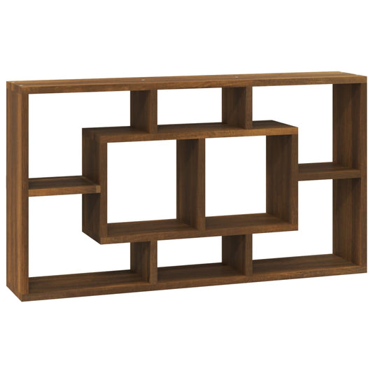 Wall Display Shelf 8 Compartments Brown Oak Wall Display Shelf 8 Compartments Brown Oak