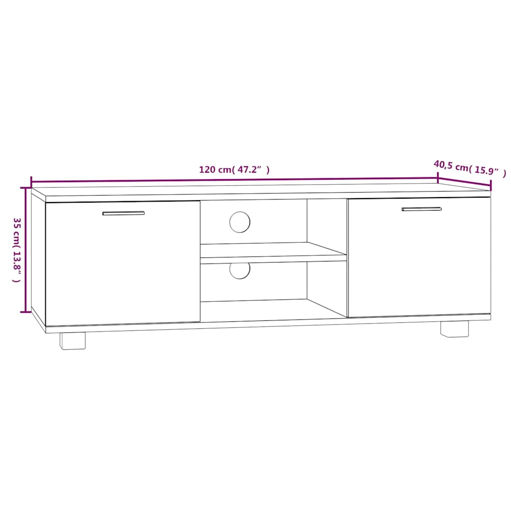 TV Cabinet Black 120x40.5x35 cm Engineered Wood