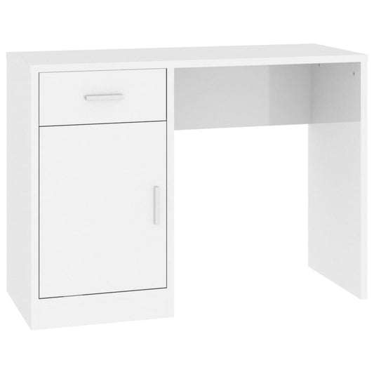 Desk with Drawer&Cabinet High Gloss White 100x40x73 cm Engineered Wood Desk with Drawer&Cabinet High Gloss White 100x40x73 cm Engineered Wood