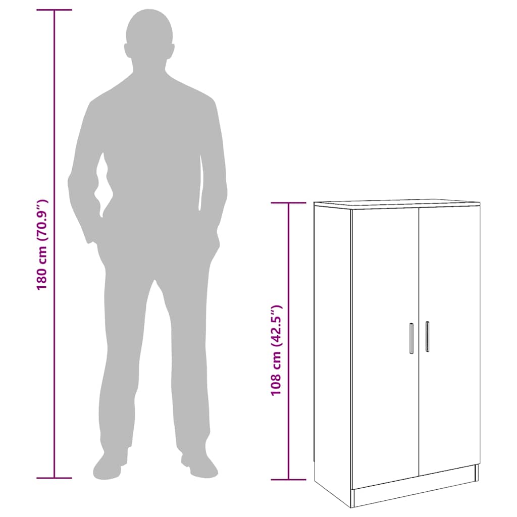 Shoe Cabinet Grey Sonoma 55x35x108 cm Engineered Wood