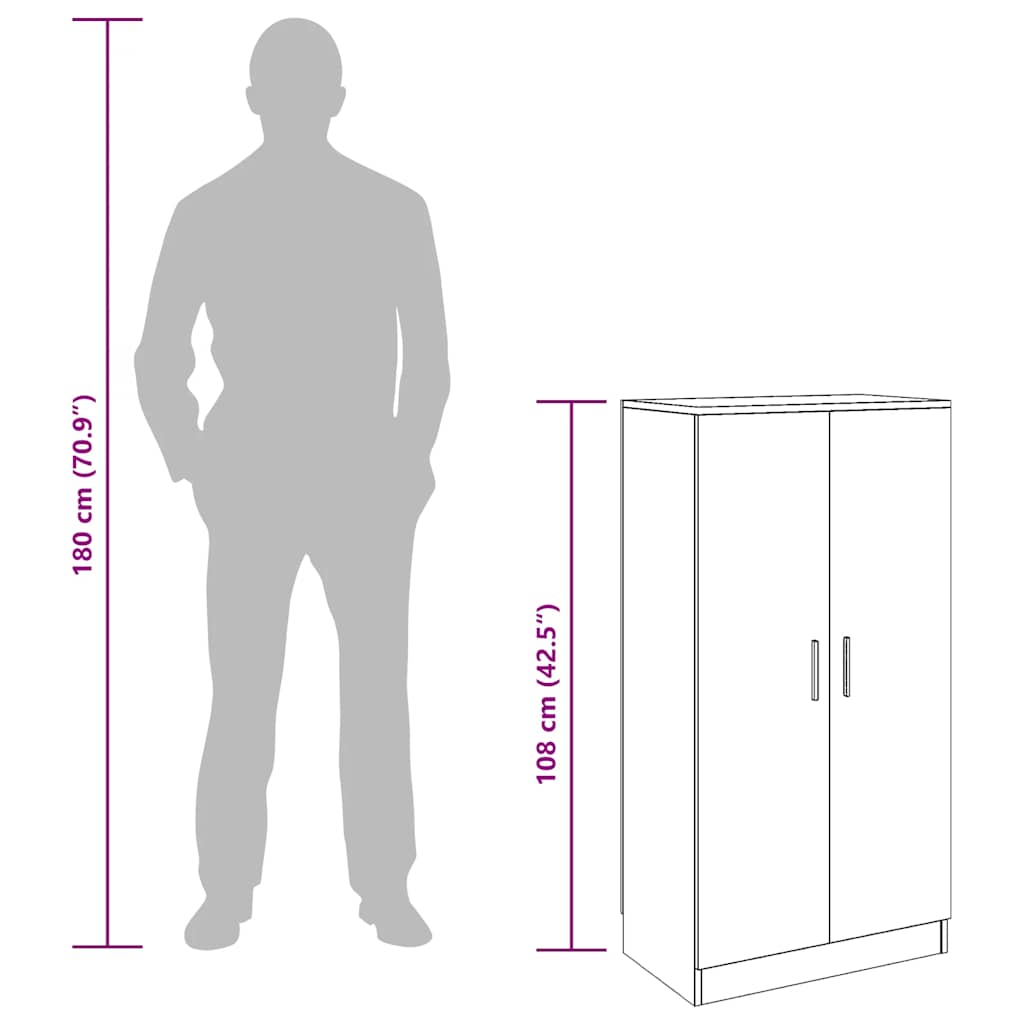 Shoe Cabinet Brown Oak 55x35x108 cm Engineered Wood