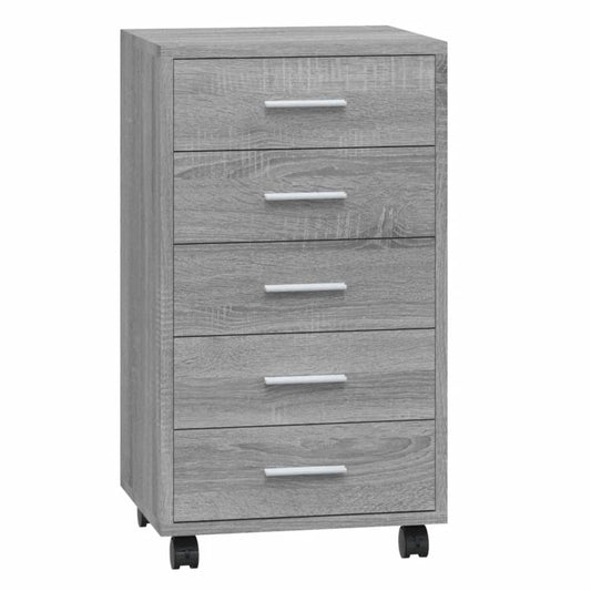 Drawer Cabinet with Castors Grey Sonoma Engineered Wood Drawer Cabinet with Castors Grey Sonoma Engineered Wood