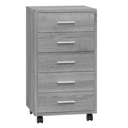 Drawer Cabinet with Castors Grey Sonoma Engineered Wood Drawer Cabinet with Castors Grey Sonoma Engineered Wood