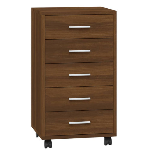 Drawer Cabinet with Castors Brown Oak Engineered Wood Drawer Cabinet with Castors Brown Oak Engineered Wood