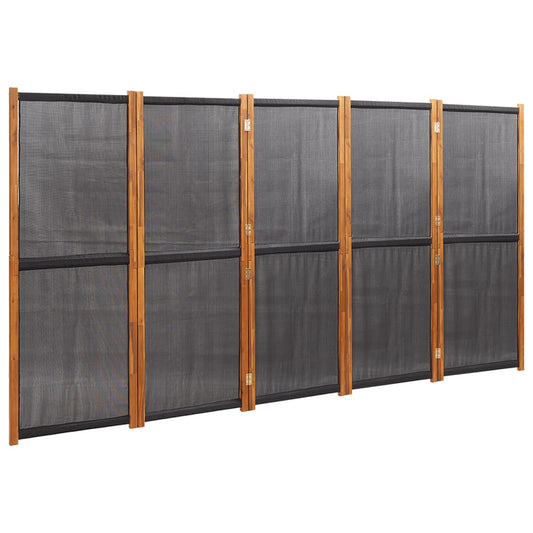 5-Panel Room Divider Black 350x180 cm 5-Panel Room Divider Black 350x180 cm