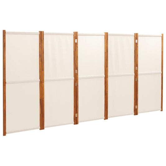 5-Panel Room Divider Cream White 350x180 cm 5-Panel Room Divider Cream White 350x180 cm