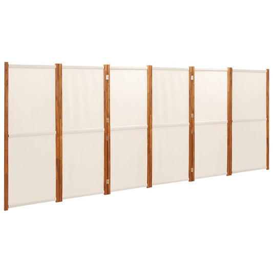 6-Panel Room Divider Cream White 420x180 cm 6-Panel Room Divider Cream White 420x180 cm