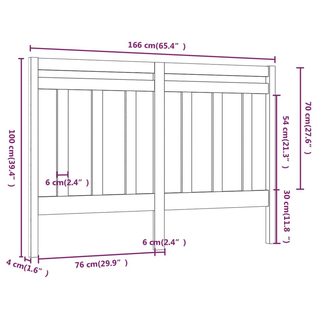 Bed Headboard | Black | Solid Pine wood