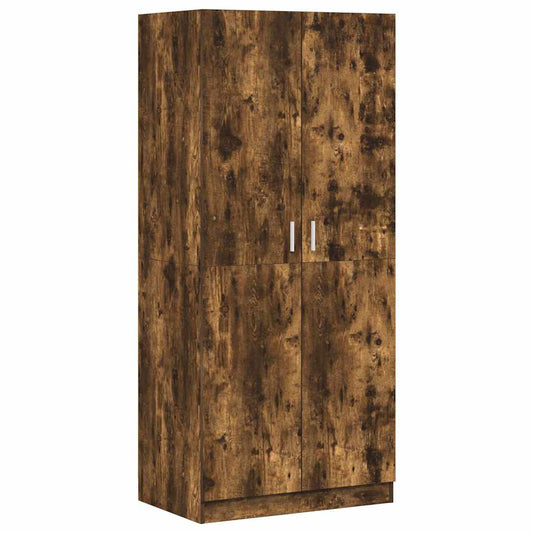 Wardrobe Smoked Oak 80x52x180 cm Engineered Wood Wardrobe Smoked Oak 80x52x180 cm Engineered Wood